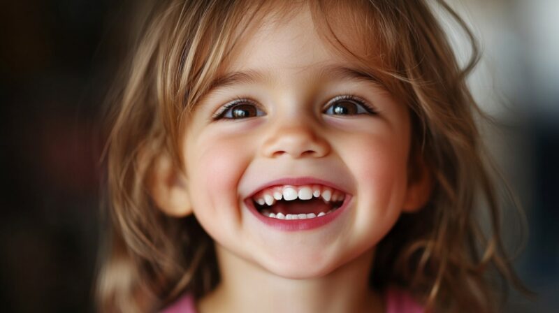 Smiling young child showing healthy teeth